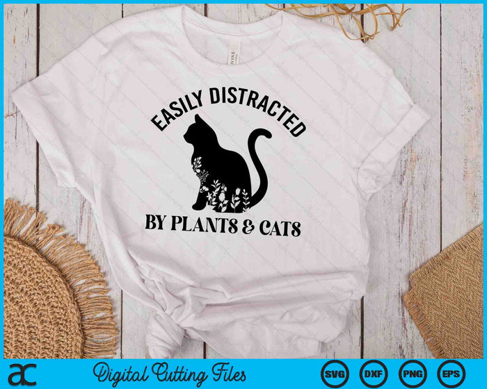 Easily Distracted By Plants & Cats Botanical Floral Cute Cat SVG PNG Digital Cutting Files Easily Distracted By Plants & Cats Botanical Floral Cute Cat SVG PNG Digital Cutting Files