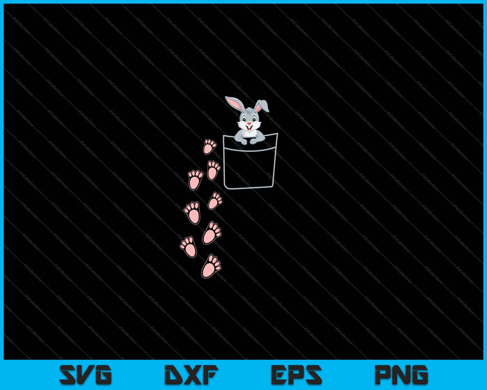 Conejito de Pascua en camisa bolsillo camiseta huellas de conejo SVG PNG cortando archivos imprimibles Conejito de Pascua en camisa bolsillo camiseta huellas de conejo SVG PNG cortando archivos imprimibles