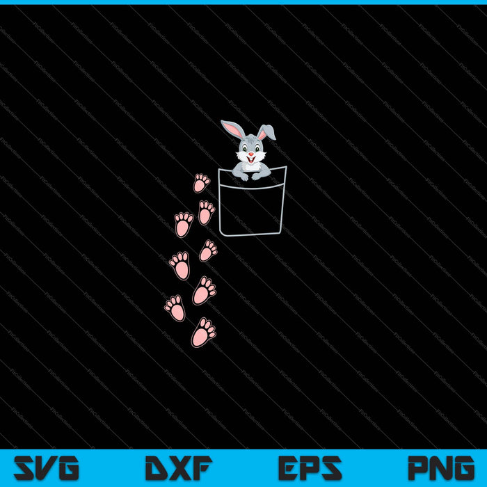 Conejito de Pascua en camisa bolsillo camiseta huellas de conejo SVG PNG cortando archivos imprimibles Conejito de Pascua en camisa bolsillo camiseta huellas de conejo SVG PNG cortando archivos imprimibles