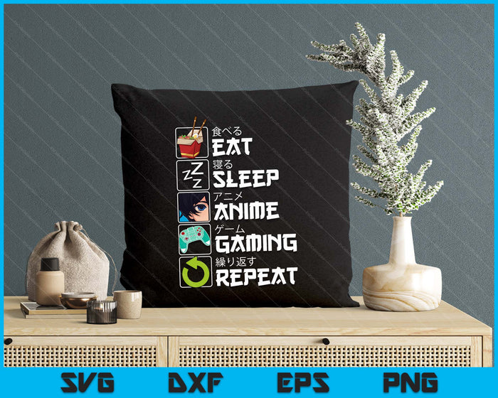 Eat Sleep Anime Gaming Repeat Kawaii Otaku Anime Manga SVG PNG Digital Printable Files Eat Sleep Anime Gaming Repeat Kawaii Otaku Anime Manga SVG PNG Digital Printable Files