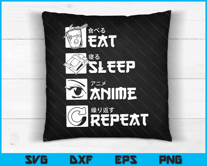 Eat Sleep Anime Repeat Manga Shirts Men Women SVG PNG Digital Cutting Files
