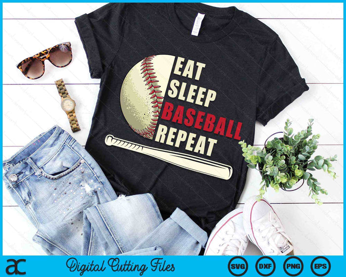 Eat Sleep Baseball Repeat Baseball Player SVG PNG Digital Cutting Files Eat Sleep Baseball Repeat Baseball Player SVG PNG Digital Cutting Files