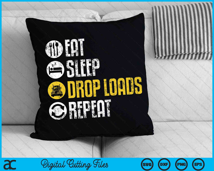 Eet slaapdruppel ladingen herhaal grappige vrachtwagenchauffeur SVG PNG snijden afdrukbare bestanden Eet slaapdruppel ladingen herhaal grappige vrachtwagenchauffeur SVG PNG snijden afdrukbare bestanden