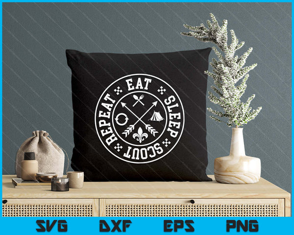 Eat Sleep Scout Repeat Funny Outdoor Camping Nature SVG PNG Digital Printable Files