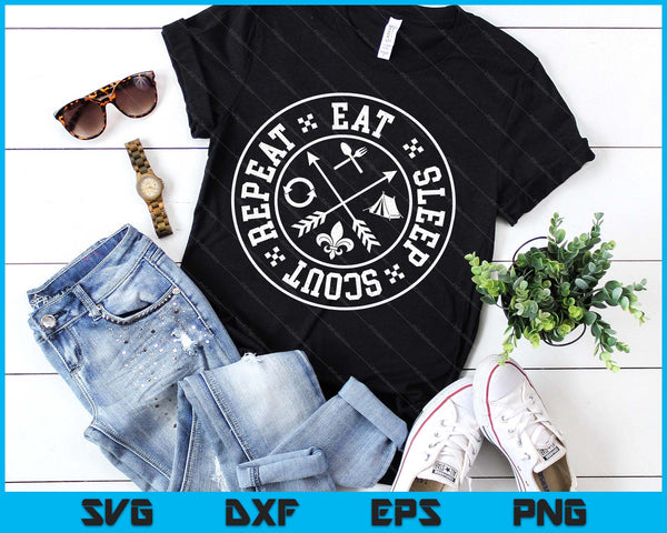 Eat Sleep Scout Repeat Funny Outdoor Camping Nature SVG PNG Digital Printable Files