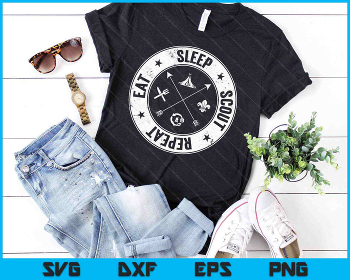 Eet Sleep Scout Herhaal Scouting Lover Survival SVG PNG Snijden afdrukbare bestanden Eet Sleep Scout Herhaal Scouting Lover Survival SVG PNG Snijden afdrukbare bestanden