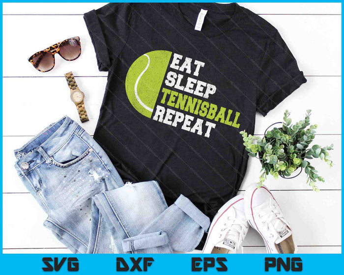 Eet slaap tennisbal Herhaal SVG PNG digitale snijbestanden Eet slaap tennisbal Herhaal SVG PNG digitale snijbestanden