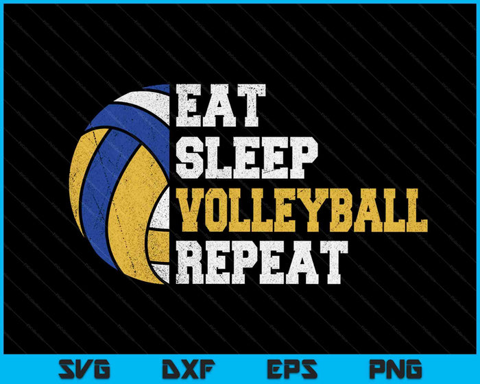 Eet slaapvolleybal Herhaal SVG PNG digitale snijbestanden Eet slaapvolleybal Herhaal SVG PNG digitale snijbestanden