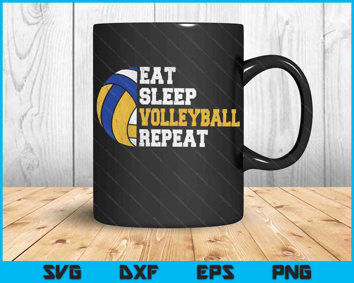 Eet slaapvolleybal Herhaal SVG PNG digitale snijbestanden Eet slaapvolleybal Herhaal SVG PNG digitale snijbestanden