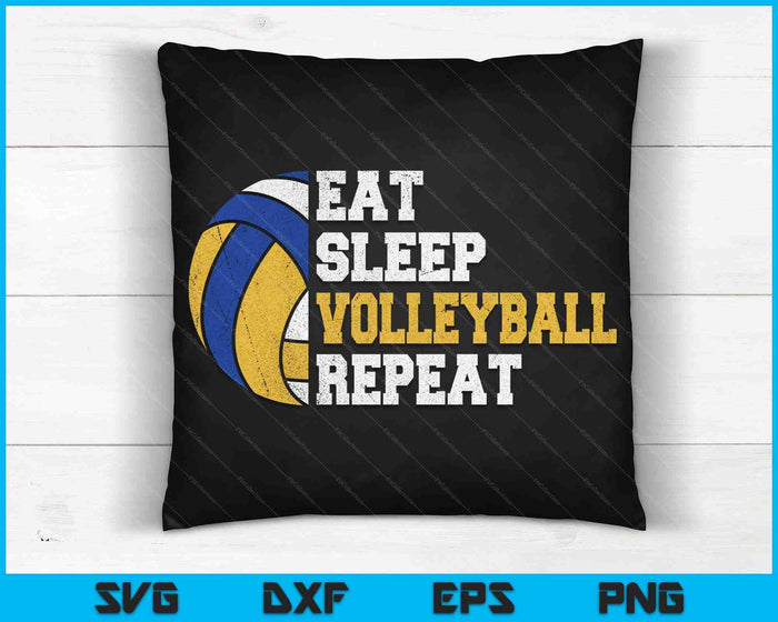 Eet slaapvolleybal Herhaal SVG PNG digitale snijbestanden Eet slaapvolleybal Herhaal SVG PNG digitale snijbestanden