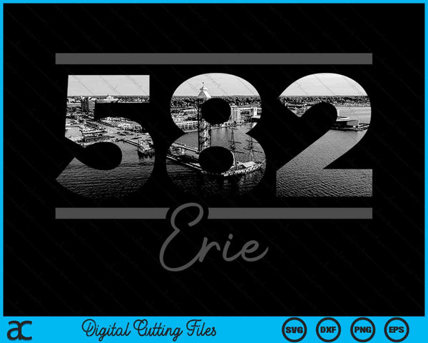 Erie 458 Area Code Skyline Pennsylvania Vintage SVG PNG Digital Cutting Files
