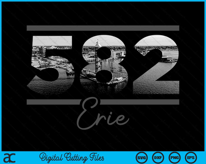 Erie 458 Netnummer Skyline Pennsylvania Vintage SVG PNG digitale snijbestanden Erie 458 Netnummer Skyline Pennsylvania Vintage SVG PNG digitale snijbestanden