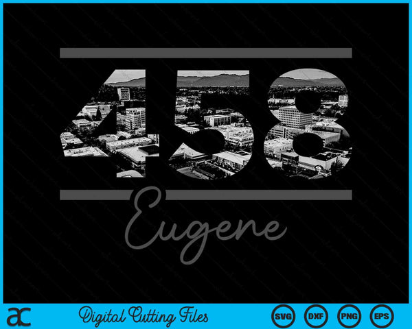 Eugene 458 Area Code Skyline Oregon Vintage SVG PNG Digital Cutting Files