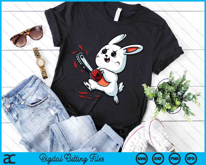 Evil Bunny Kawaii Cute Easter Rabbit With Chainsaw Halloween SVG PNG Digital Cutting Files Evil Bunny Kawaii Cute Easter Rabbit With Chainsaw Halloween SVG PNG Digital Cutting Files