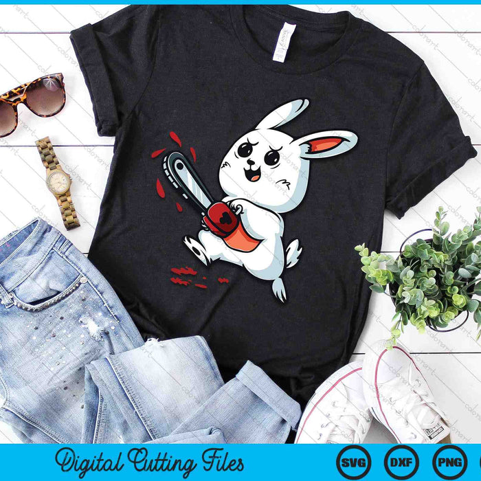 Evil Bunny Kawaii Cute Easter Rabbit With Chainsaw Halloween SVG PNG Digital Cutting Files Evil Bunny Kawaii Cute Easter Rabbit With Chainsaw Halloween SVG PNG Digital Cutting Files
