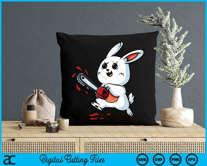 Evil Bunny Kawaii Cute Easter Rabbit With Chainsaw Halloween SVG PNG Digital Cutting Files Evil Bunny Kawaii Cute Easter Rabbit With Chainsaw Halloween SVG PNG Digital Cutting Files