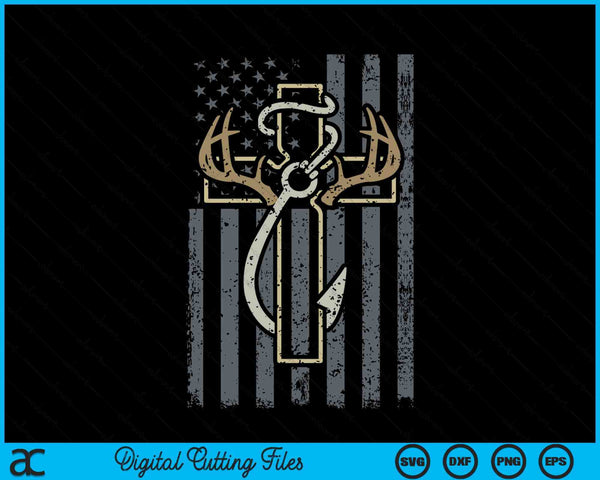Faith Hunting Fishing Christian Hunter Fisherman ON BACK SVG PNG Digital Cutting Files