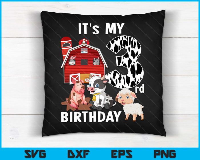 Farm Animals 3 Year Old It's My 3rd Birthday Party SVG PNG Digital Printable Files Farm Animals 3 Year Old It's My 3rd Birthday Party SVG PNG Digital Printable Files