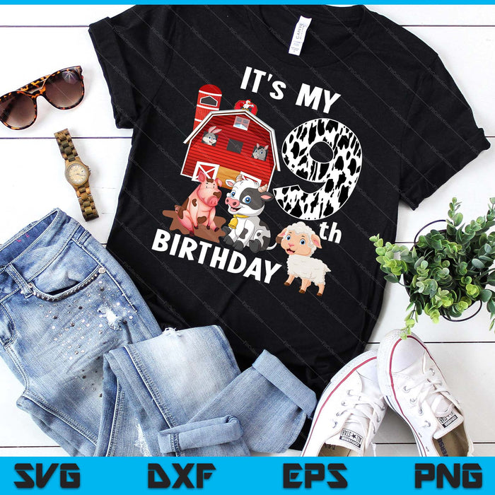 Farm Animals 9 Year Old It's My 9th Birthday Party SVG PNG Digital Printable Files Farm Animals 9 Year Old It's My 9th Birthday Party SVG PNG Digital Printable Files