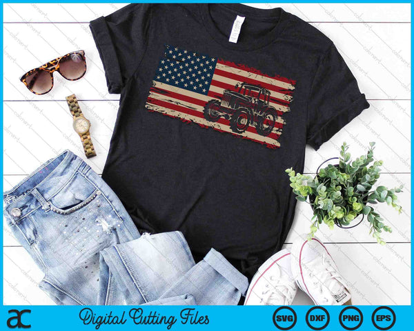 Farm Tractors USA Flag Patriotic Farming Gift SVG PNG Digital Printable Files