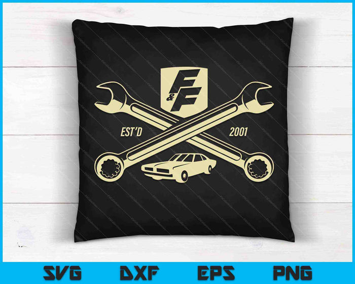 Fast & Furious EST'D 2001 gekruiste moersleutel SVG PNG snijden afdrukbare bestanden Fast & Furious EST'D 2001 gekruiste moersleutel SVG PNG snijden afdrukbare bestanden