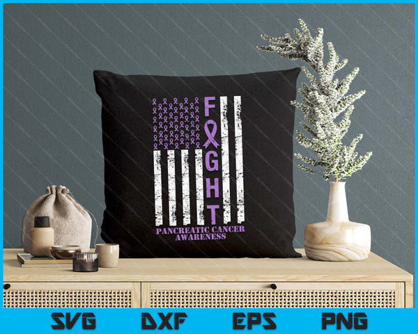 Fight Flag Purple Ribbon Support Pancreatic Cancer Awareness SVG PNG Digital Printable Files