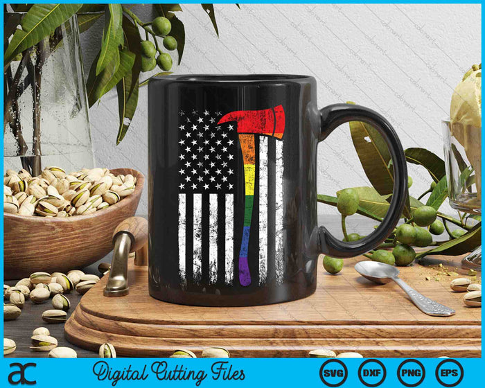 Firefighter American Flag LGBT-Q Gay Pride Flag Fireman Ally SVG PNG Digital Cutting Files