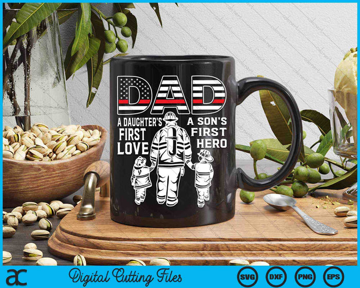 Brandweerman vader een zonen eerste held een dochters eerste liefde brandweerman vader SVG PNG digitale snijbestanden Brandweerman vader een zonen eerste held een dochters eerste liefde brandweerman vader SVG PNG digitale snijbestanden