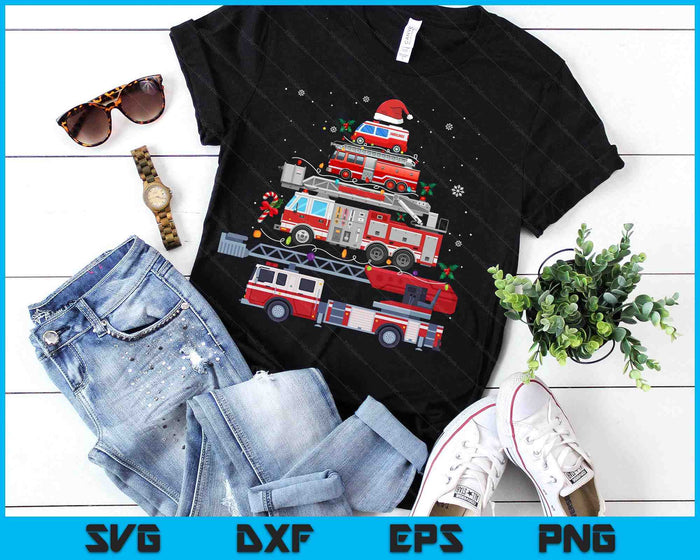 Firefighter Fire Truck Christmas Tree Lights Santa Fireman SVG PNG Digital Printable Files Firefighter Fire Truck Christmas Tree Lights Santa Fireman SVG PNG Digital Printable Files