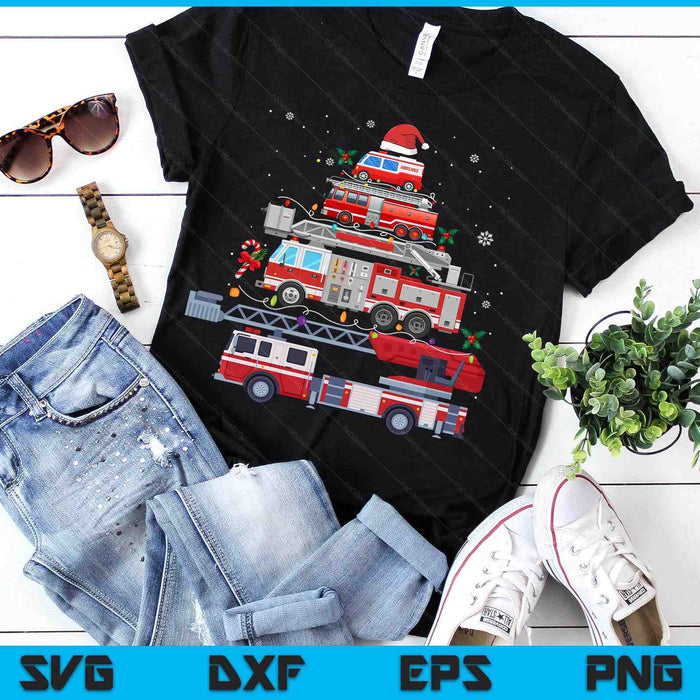 Firefighter Fire Truck Christmas Tree Lights Santa Fireman SVG PNG Digital Printable Files Firefighter Fire Truck Christmas Tree Lights Santa Fireman SVG PNG Digital Printable Files
