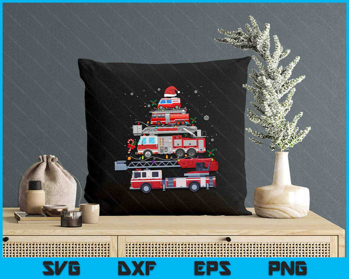 Firefighter Fire Truck Christmas Tree Lights Santa Fireman SVG PNG Digital Printable Files Firefighter Fire Truck Christmas Tree Lights Santa Fireman SVG PNG Digital Printable Files