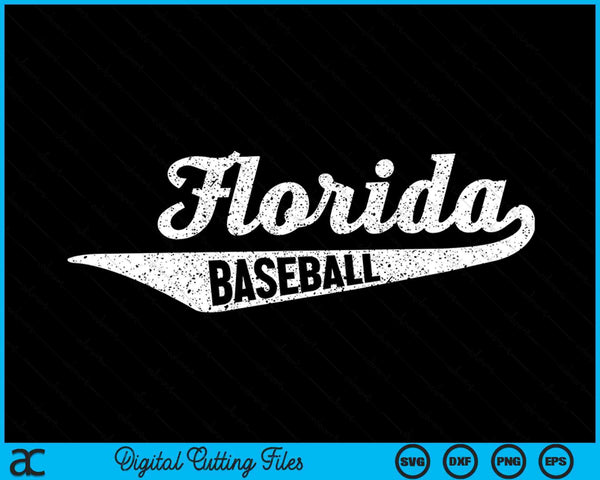 Florida Baseball Script Vintage Distressed SVG PNG Digital Cutting Files