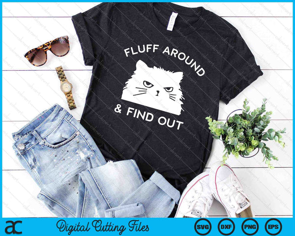 Pelusa y descubre divertido gato adulto SVG PNG cortando archivos imprimibles