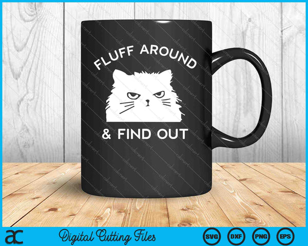 Pelusa y descubre divertido gato adulto SVG PNG cortando archivos imprimibles