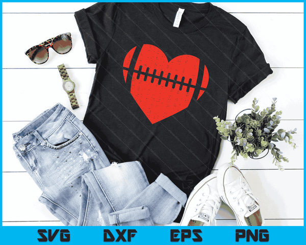 Football Heart Valentines Day Cool Sports Lover SVG PNG Digital Cutting Files