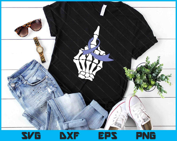 Fuck Esophageal Cancer Middle Finger Periwinkle Ribbon SVG PNG Digital Printable Files