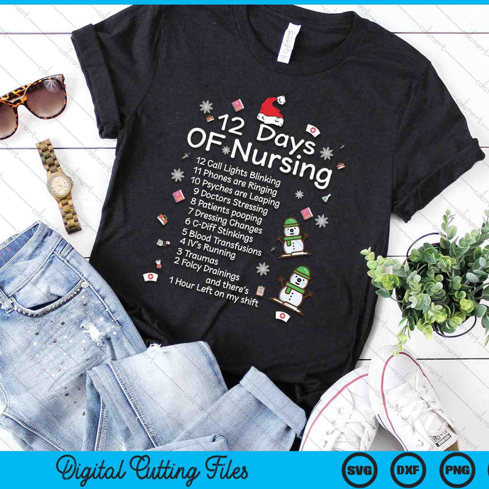 12 days Of Nursing Christmas Costume Nurse Merry Xmas SVG PNG Digital Cutting Files 12 days Of Nursing Christmas Costume Nurse Merry Xmas SVG PNG Digital Cutting Files