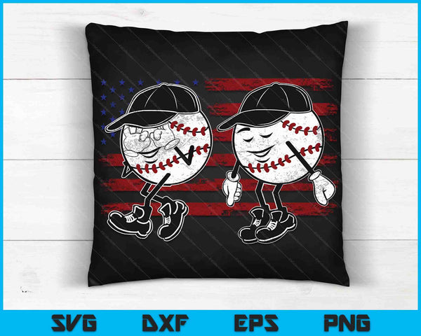 Funny Baseball Griddy Dance 4th of July USA American Flag SVG PNG Digital Cutting File