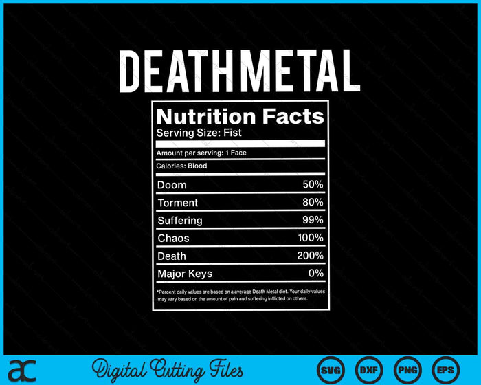 Funny Brutal Death Metal Nutrition Facts Concert SVG PNG Digital Cutting Files Funny Brutal Death Metal Nutrition Facts Concert SVG PNG Digital Cutting Files