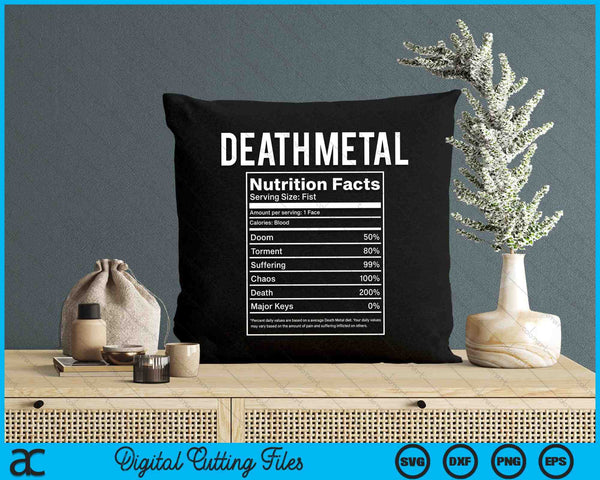 Funny Brutal Death Metal Nutrition Facts Concert SVG PNG Digital Cutting Files