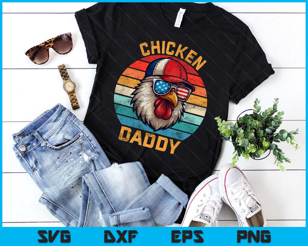Funny Chicken Daddy Farmer Father's Day Vintage SVG PNG Digital Printable Files
