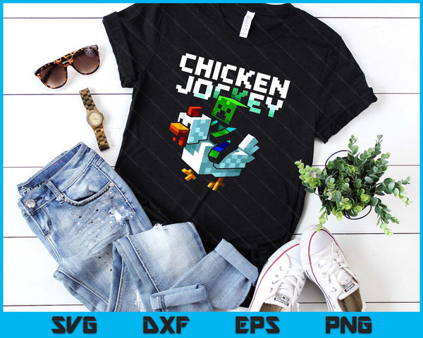 Funny Chicken Jockey Zombie Pixel Art Gamer SVG PNG Digital Printable Files