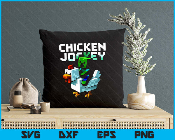 Funny Chicken Jockey Zombie Pixel Art Gamer SVG PNG Digital Printable Files