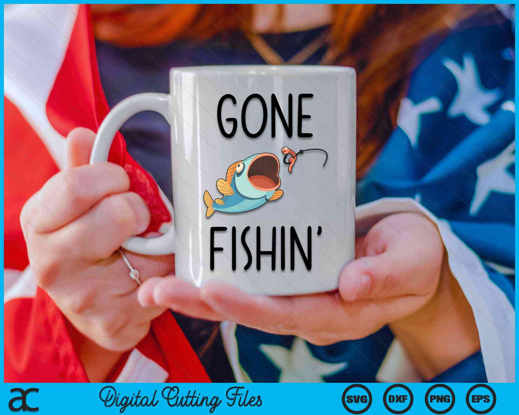 Funny Gone Fishing SVG PNG Digital Cutting File – creativeusarts, image size:1024x819