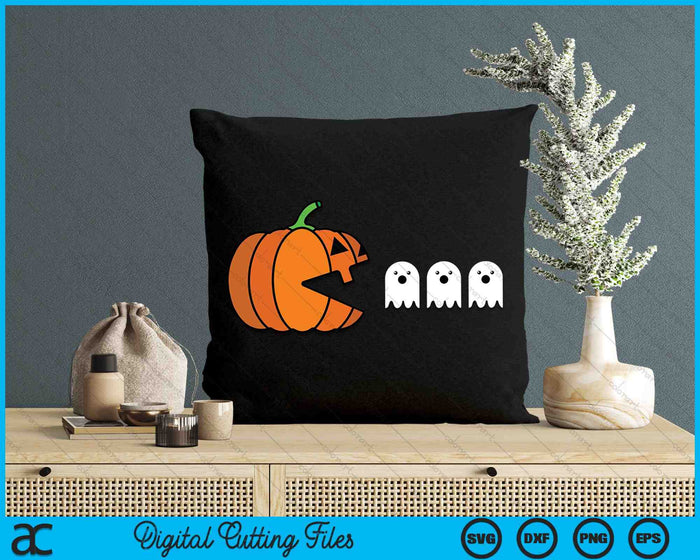 Calabaza de Halloween comiendo fantasmas juegos SVG PNG archivos de corte digital Calabaza de Halloween comiendo fantasmas juegos SVG PNG archivos de corte digital