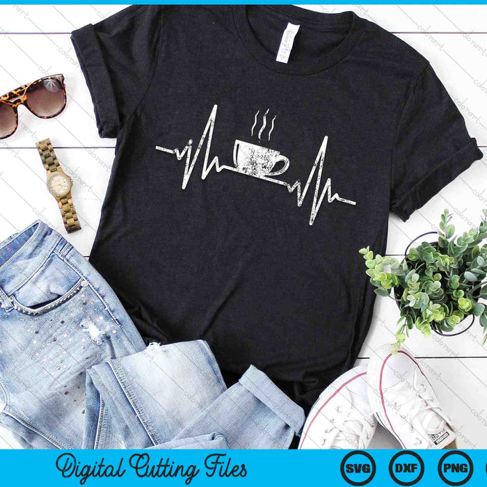 Funny Heartbeat Coffee Cup Frequency SVG PNG Digital Printable Files