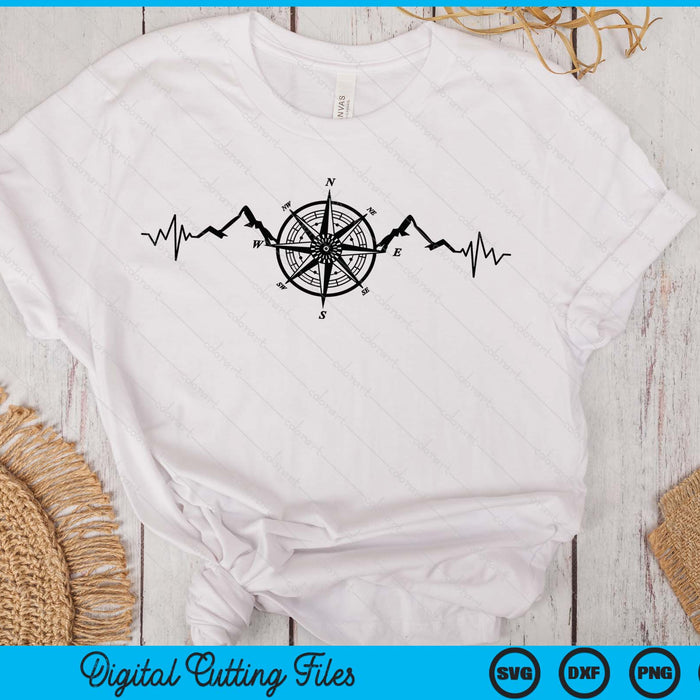 Funny Hiking Nature Mountains Wind Rose Compass Heartbeat SVG PNG Digital Printable Files Funny Hiking Nature Mountains Wind Rose Compass Heartbeat SVG PNG Digital Printable Files