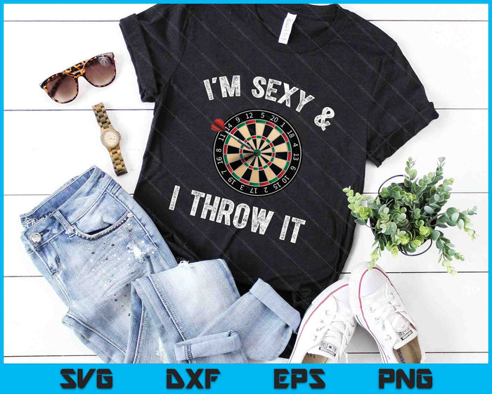 Grappig, ik ben SEXY en ik gooi het Dartschieten gooien SVG PNG digitale snijbestanden Grappig, ik ben SEXY en ik gooi het Dartschieten gooien SVG PNG digitale snijbestanden