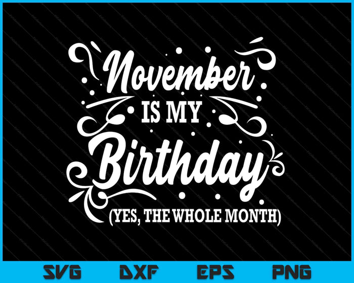 Funny November Is My Birthday Yes The Whole Month Birthday SVG PNG Digital Printable Files Funny November Is My Birthday Yes The Whole Month Birthday SVG PNG Digital Printable Files