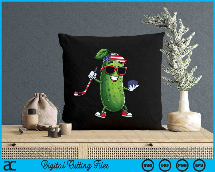 Patriotic Pickle Playing Ice Hockey SVG PNG Digital Cutting Files Patriotic Pickle Playing Ice Hockey SVG PNG Digital Cutting Files
